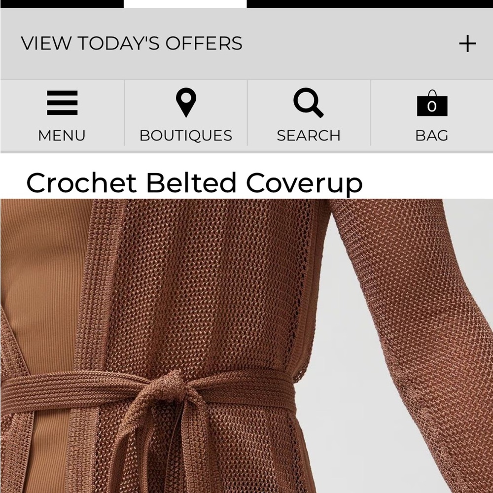 Crochet belted cover up. Carmel color beautifully MADE WHBM. Brand new.